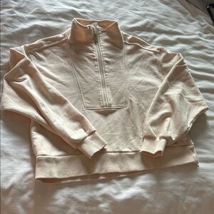 Cream Half-Zip Women's Sweatshirt